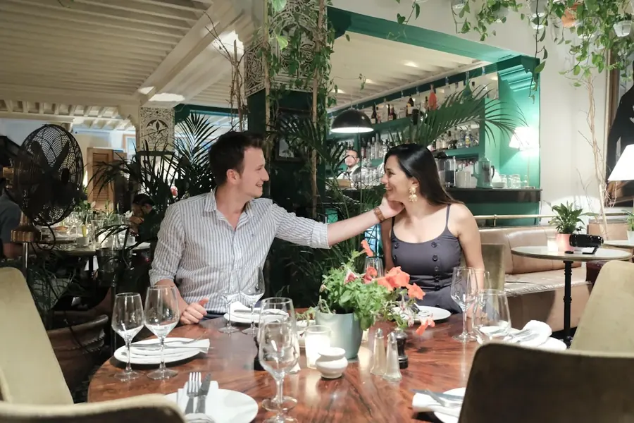 Couple enjoying a romantic dinner