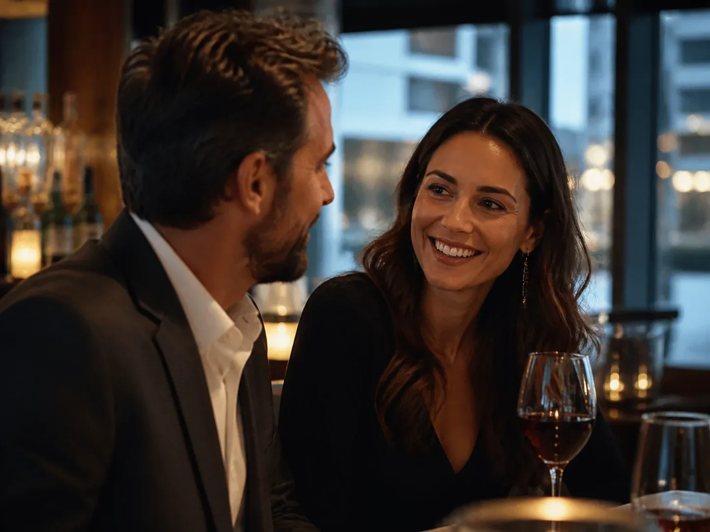 Couple sharing a glass of wine together