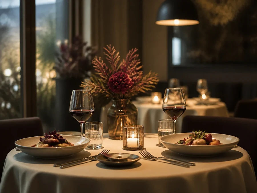 Intimate fine dining dinner for two